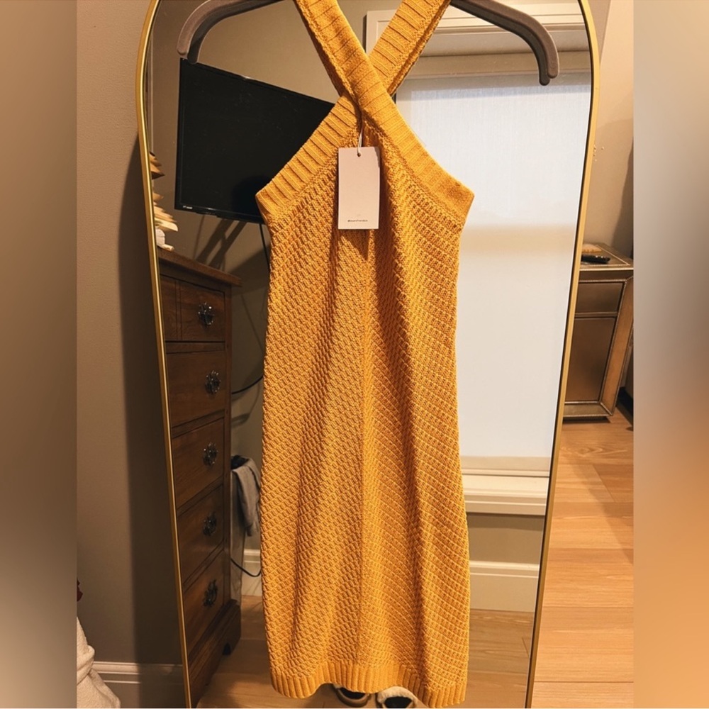 Yellow Knit Halter Dress